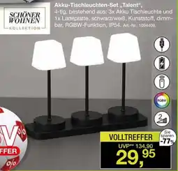 Möbel Inhofer SCHÖNER WOHNEN Akku-Tischleuchten-Set „Talent“ Angebot