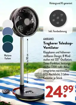Aldi Süd AMBIANO Tragbarer Teleskop Ventilator Angebot