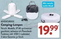 Aldi Süd ADVENTURIDGE Camping-Lampen Angebot