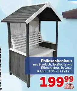 CENTERSHOP Philosophenhaus mit Staufach, Sitzfläche und Rückenlehne, in Grau Angebot