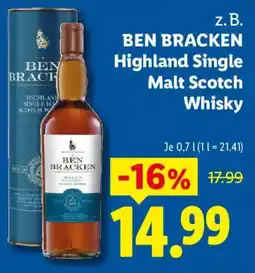 Lidl BEN BRACKEN Highland Single Malt Scotch Whisky Angebot