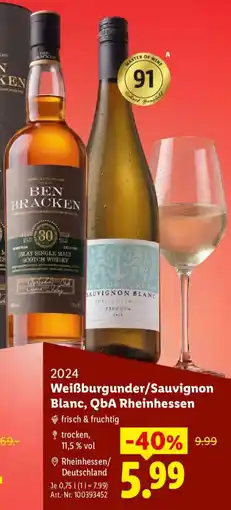 Lidl Weißburgunder/Sauvignon Blanc, QbA Rheinhessen Angebot