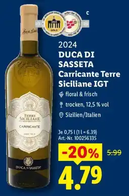 Lidl DUCA DI SASSETA Carricante Terre Siciliane IGT Angebot