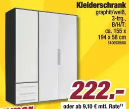 Poco Kleiderschrank graphit/weiß Angebot