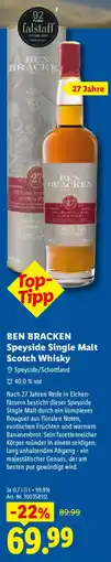 Lidl BEN BRACKEN Speyside Single Malt Scotch Whisky Angebot