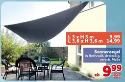 CENTERSHOP Sonnnensegel in Anthrazit Angebot