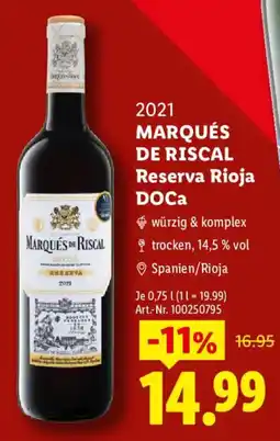 Lidl MARQUÉS DE RISCAL Reserva Rioja DOCa Angebot