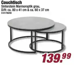 Poco Couchtisch Sinterstein Marmoroptik grau Angebot