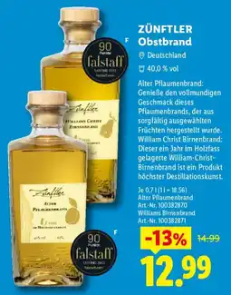 Lidl ZÜNFTLER Obstbrand Angebot