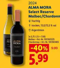 Lidl ALMA MORA Select Reserve Malbec/Chardonnay Angebot