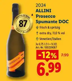 Lidl ALLINI Prosecco Spumante DOC Angebot