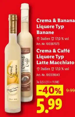 Lidl Crema & Banana Liqueure Typ Banane Angebot