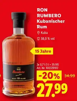 Lidl RON RUMBERO Kubanischer Rum Angebot