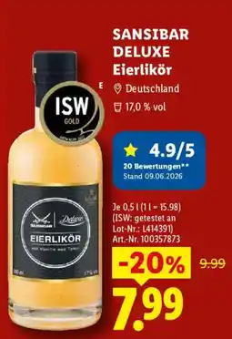 Lidl SANSIBAR DELUXE Eierlikör Angebot