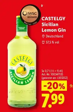Lidl CASTELGY Sicilian Lemon Gin Angebot