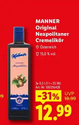Lidl MANNER Original Neapolitaner Cremelikör Angebot