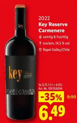 Lidl Key Reserve Carmenere Angebot