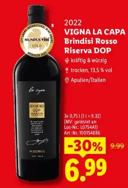 Lidl VIGNA LA CAPA Brindisi Rosso Riserva DOP Angebot