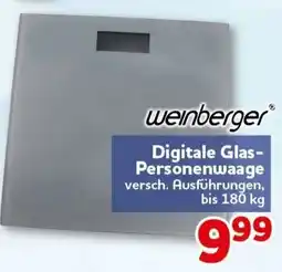 CENTERSHOP weinberger Digitale Glas-Personenwaage Angebot