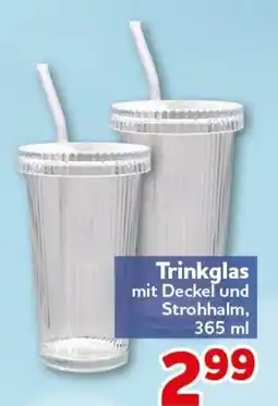 CENTERSHOP Trinkglas mit Deckel und Strohhalm Angebot