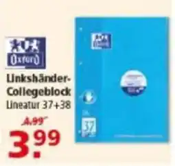 Multi Markt Oxford Linkshänder-Collegeblock Angebot