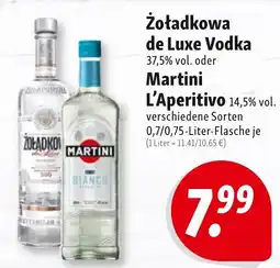 Nah & Frisch Żoładkowa de Luxe Vodka 37,5% vol. oder Martini L'Aperitivo 14,5% vol. Angebot