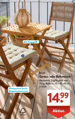 Aldi Süd BELAVI Garten- oder Balkontisch Angebot