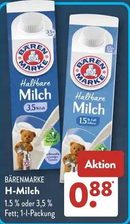 Aldi Süd Bärenmarke h-milch Angebot