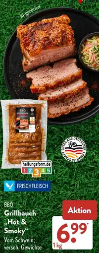 Aldi Süd BBQ Grillbauch Hot & Smoky Angebot