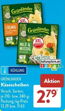 Aldi Süd Grünländer Käsescheiben Angebot