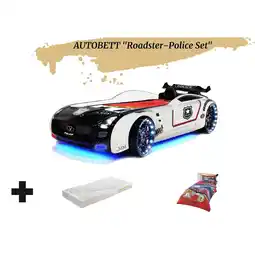 Netto Marken-Discount Autobett Kinderbett Roadster Police LED Sound Sportsitze Lattenrost Spoiler 90x190 cm Angebot