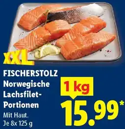 Lidl FISCHERSTOLZ Norwegische Lachsfilet Portionen Angebot