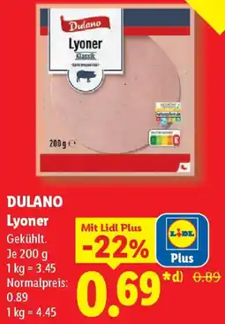 Lidl DULANO Lyoner Angebot