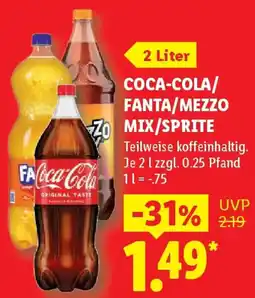 Lidl Coca-cola/ fanta/mezzo zo mix/sprite Angebot