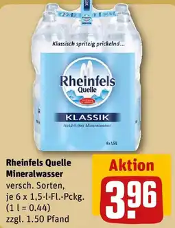 REWE Rheinfels Quelle Mineralwasser Klassik Angebot