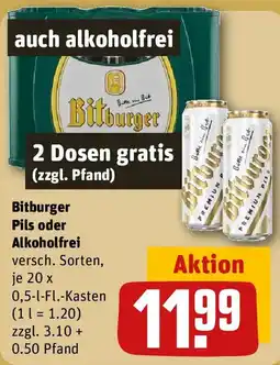 REWE Bitburger Pils oder Alkoholfrei Angebot