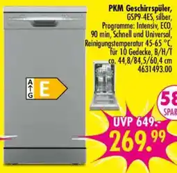 Möbel Boss PKM Geschirrspüler, GSP9-4ES, silber Angebot