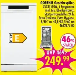 Möbel Boss GORENJE Geschirrspüler Angebot