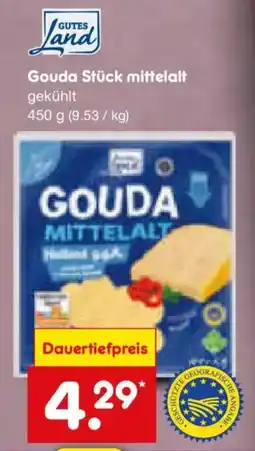 Netto Marken-Discount Gutes Land Gouda Stück mittelalt Angebot