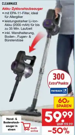 Netto Marken-Discount CLEANMAXX Akku-Zyklonstaubsauger Angebot
