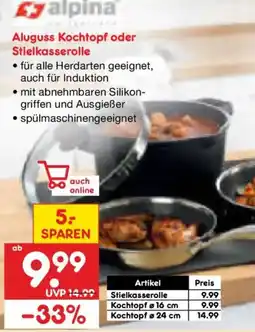Netto Marken-Discount Alpina Aluguss Kochtopf oder Stielkasserolle Angebot