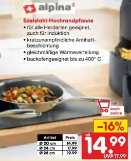 Netto Marken-Discount alpina Edelstahl-Hochrandpfanne Angebot