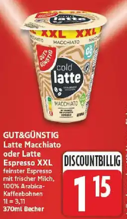NP Discount GUT&GÜNSTIG Latte Macchiato oder Latte Espresso XXL Angebot