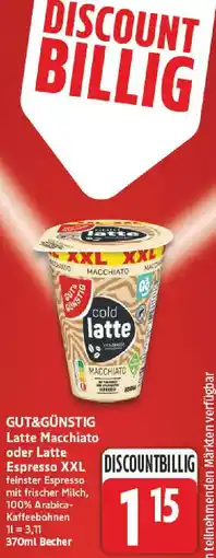 NP Discount GUT&GÜNSTIG Latte Macchiato oder Latte Espresso XXL Angebot