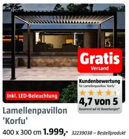 Bauhaus Lamellenpavillon 'Korfu' Angebot