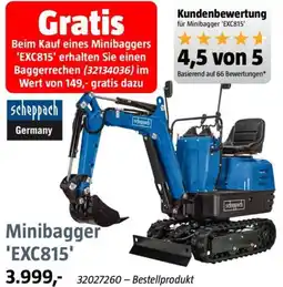 Bauhaus Minibagger 'EXC815' scheppach Angebot