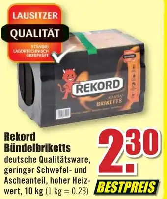 B1 Discount Baumarkt Rekord Bündelbriketts 10 kg Angebot