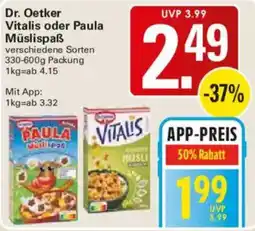 WEZ Dr. Oetker Paula oder Vitalis Müslispaß Angebot