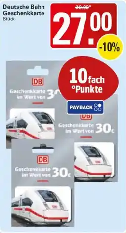 WEZ Deutsche Bahn Geschenkkarte Angebot