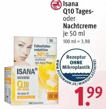 Rossmann Isana Q10 Tages oder Nachtcreme 50ml Angebot